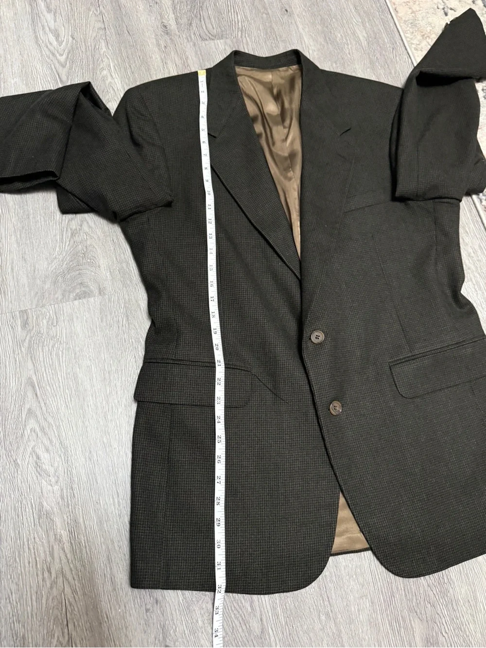Vtg Evan Piccone Mens 42LG 34x30 Brown/Black Herringbone 100% Wool Jacket/Pants